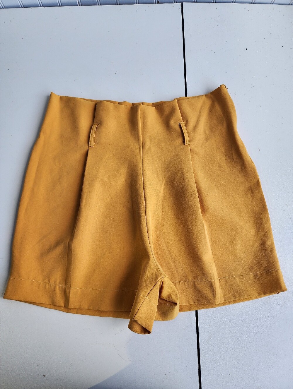 EVD Womens Mustard Yellow Paperbag Waist High Rise Shorts Size XL